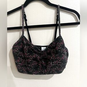 Floral Black and Pink Bra